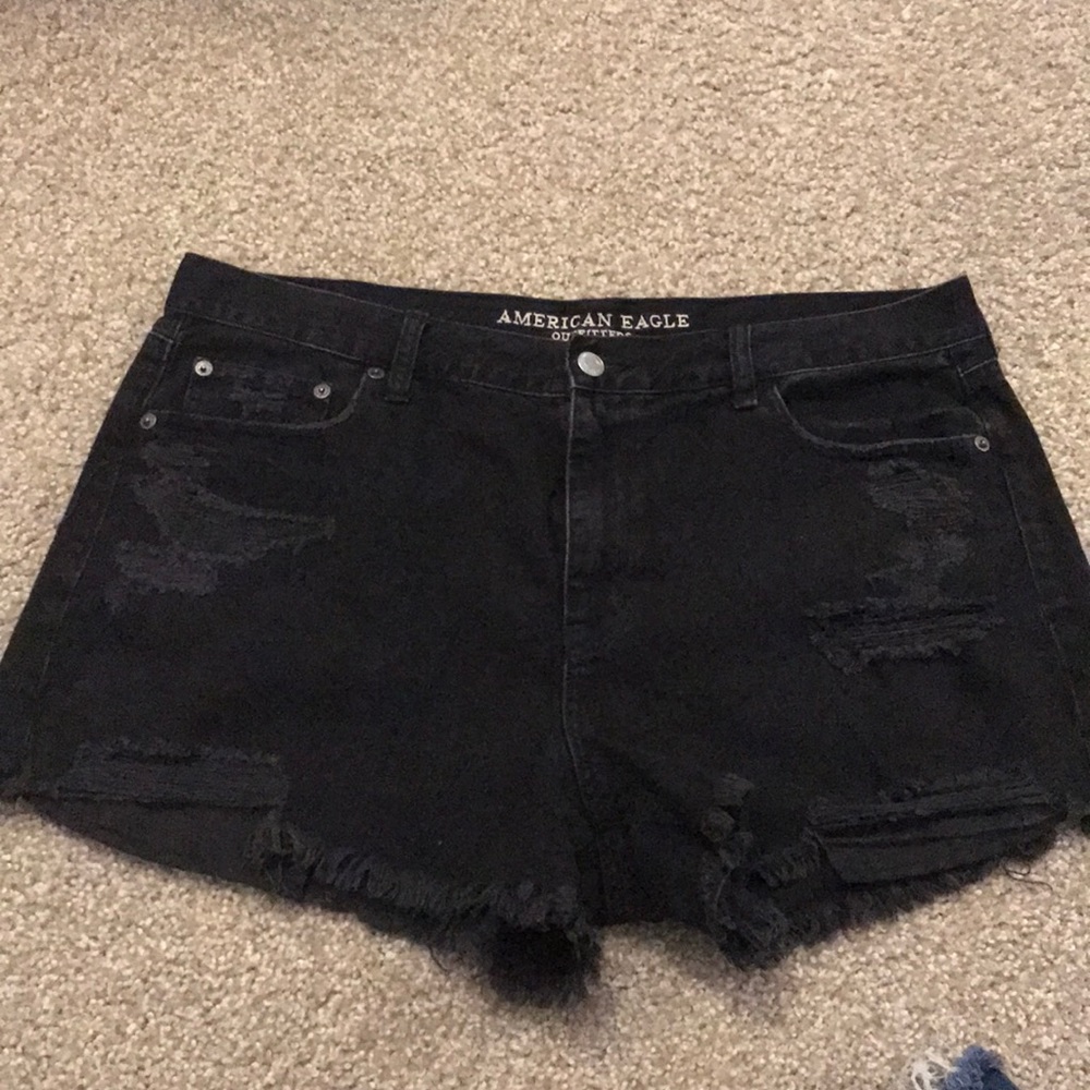 Black denim shorts